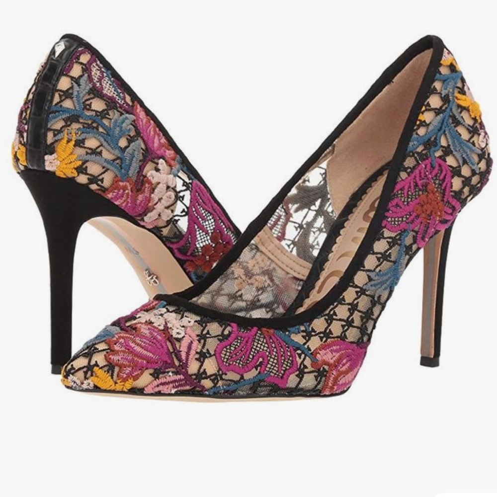 Sam Edelman Floral Embroidered Lace Heels